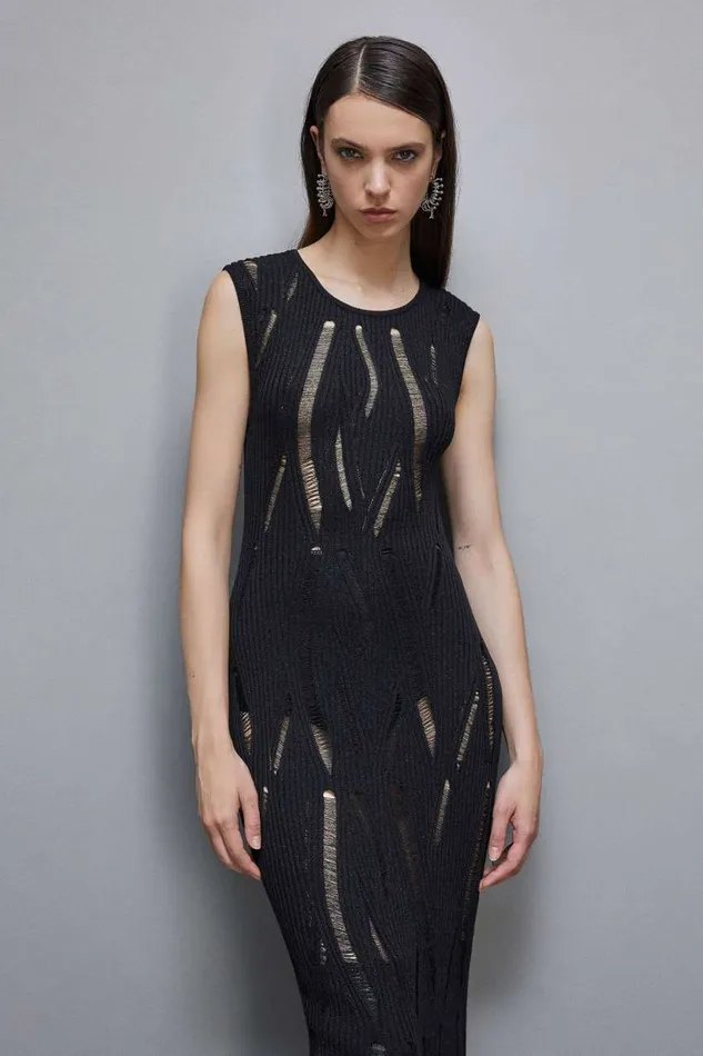 Patrizia Pepe Sleeveless Long Dress Black Nero Apparel Long