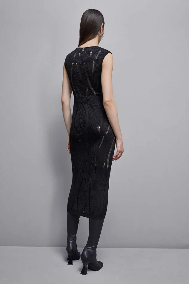 Patrizia Pepe Sleeveless Long Dress Black Nero Apparel Long