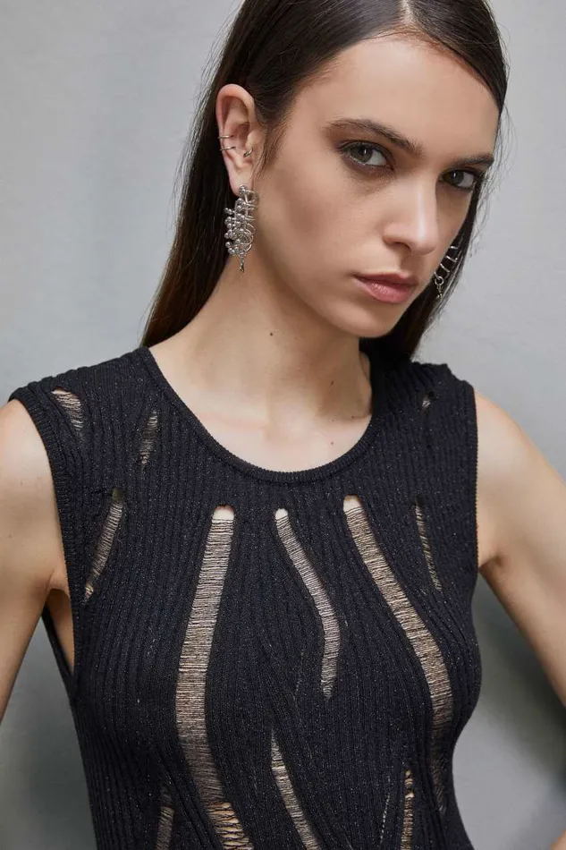 Patrizia Pepe Sleeveless Long Dress Black Nero Apparel Long