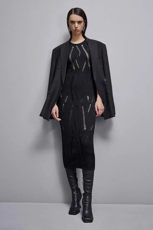 Patrizia Pepe Sleeveless Long Dress Black Nero Apparel Long