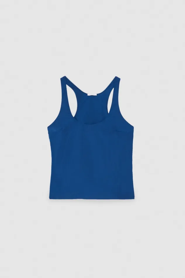 Patrizia Pepe Sleeveless Top Shirt With Round Neckline Light Blue Blue Malibu Apparel Tops