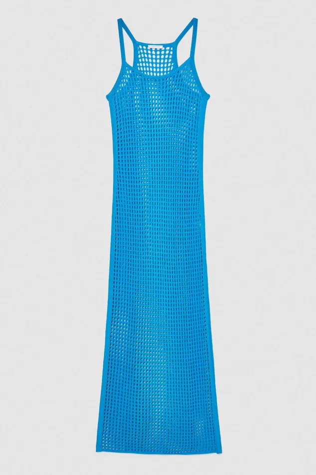 Patrizia Pepe Sleeveless Viscose Blend Mesh Dress Light Blue Summer Tourquoise Apparel Long