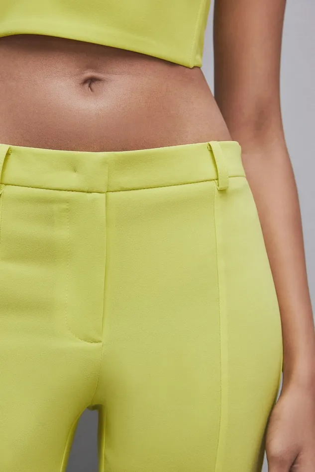 Patrizia Pepe Slim Cigarette Pants In Sabl Crepe Fabric Yellow Citrus Yellow Apparel Cigarette