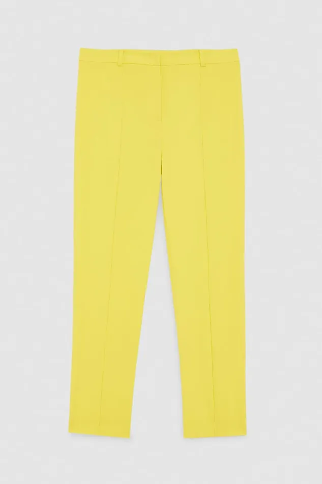 Patrizia Pepe Slim Cigarette Pants In Sabl Crepe Fabric Yellow Citrus Yellow Apparel Cigarette