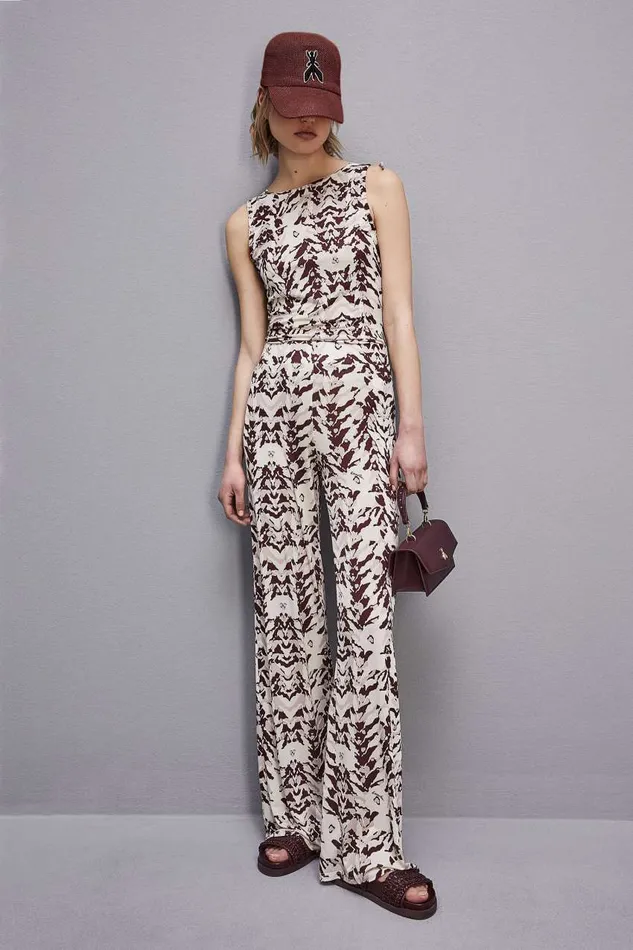 Patrizia Pepe Stretch Jersey Pants With Print Darkplumeanimalier Apparel Palazzo