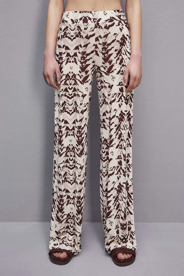 Patrizia Pepe Stretch Jersey Pants With Print Darkplumeanimalier Apparel Palazzo