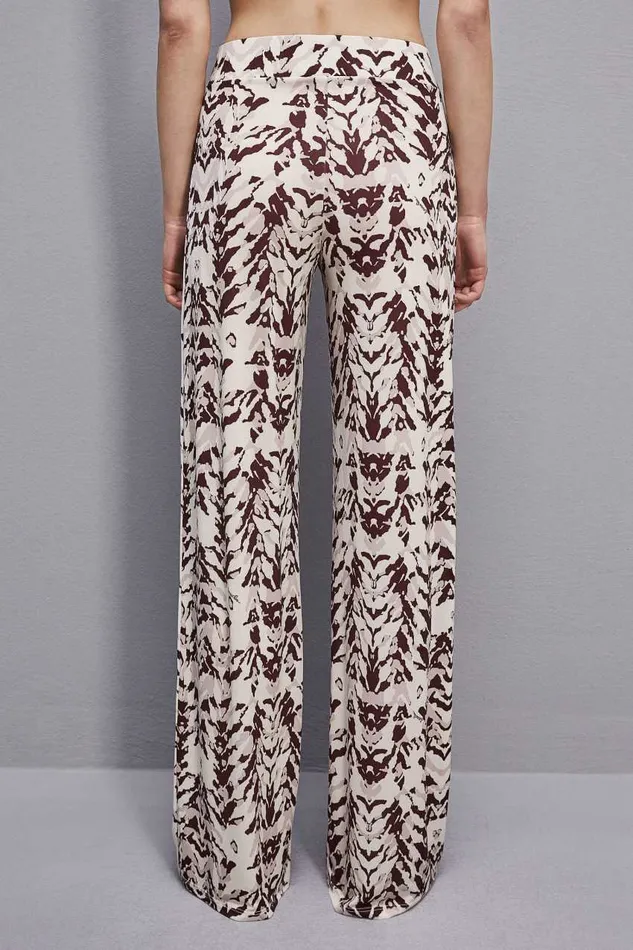 Patrizia Pepe Stretch Jersey Pants With Print Darkplumeanimalier Apparel Palazzo