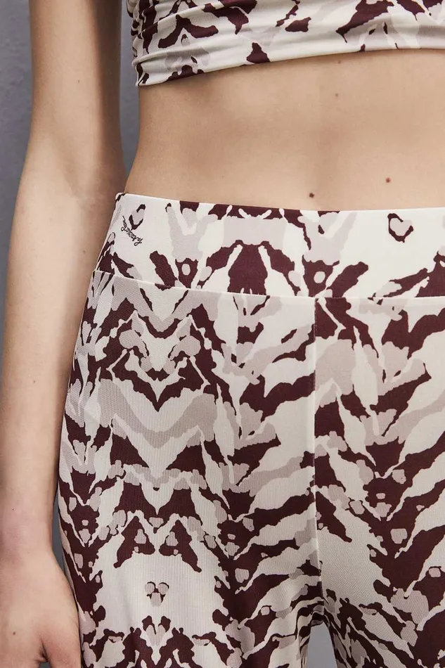 Patrizia Pepe Stretch Jersey Pants With Print Darkplumeanimalier Apparel Palazzo