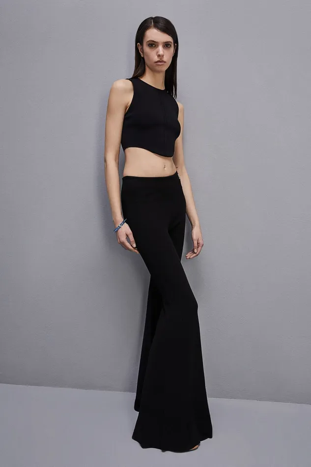 Patrizia Pepe Viscose Blend Cropped Top Black Nero Apparel Tops