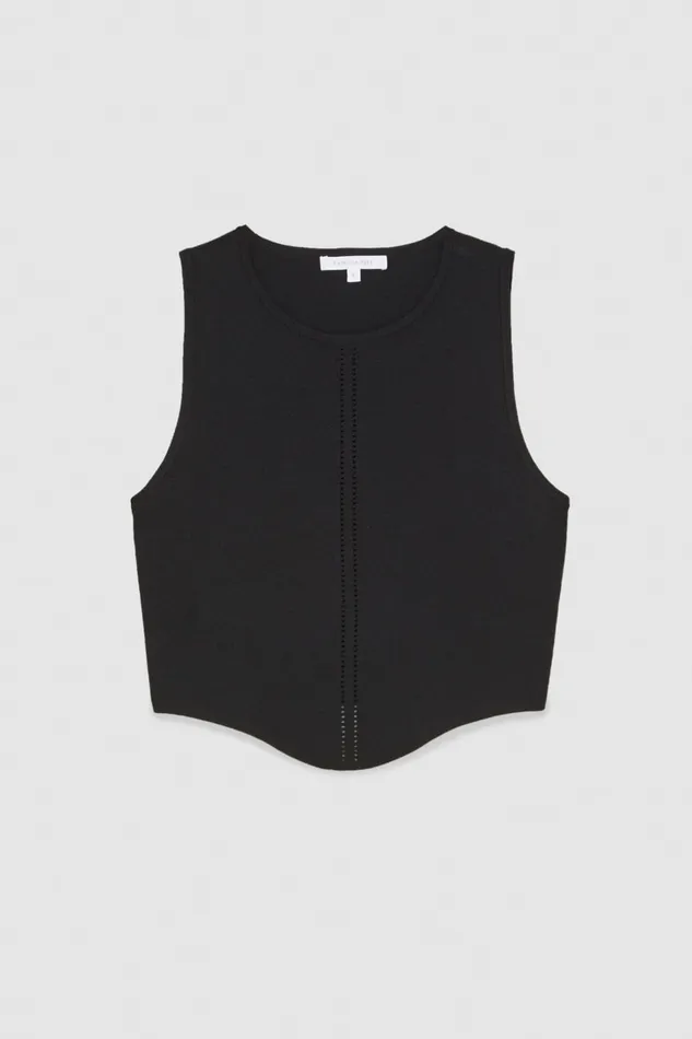 Patrizia Pepe Viscose Blend Cropped Top Black Nero Apparel Tops