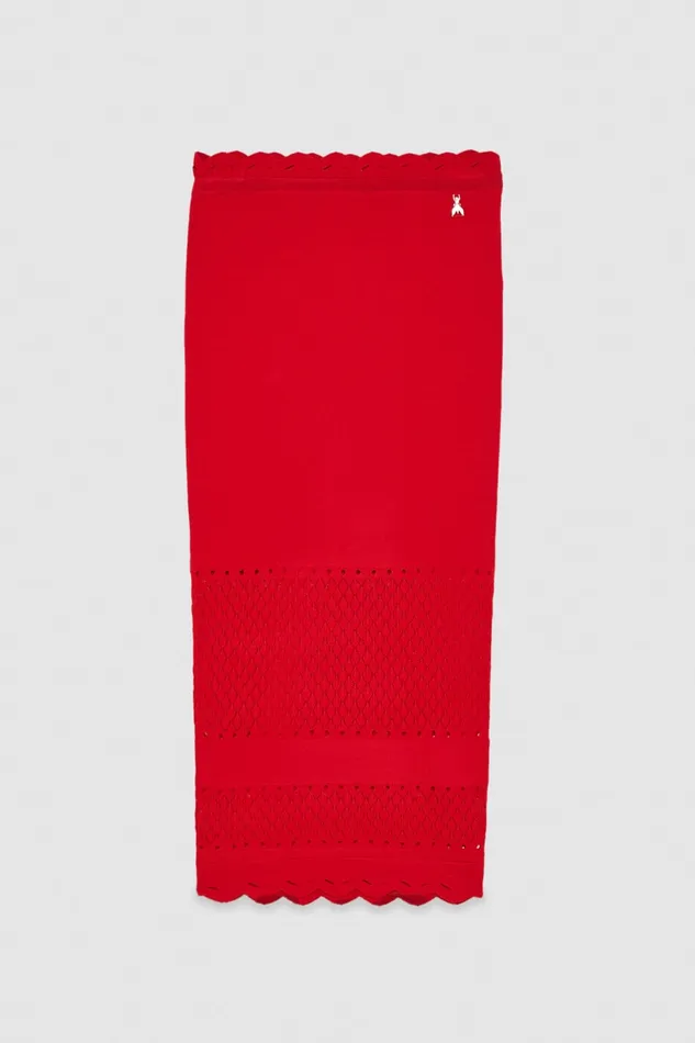 Patrizia Pepe Viscose Blend Midi Skirt Red Red Heart Apparel Midi