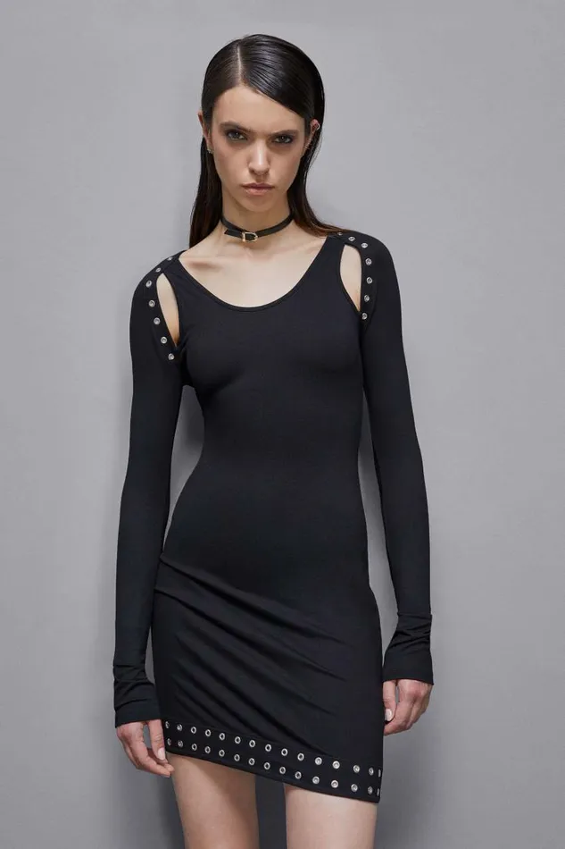 Patrizia Pepe Viscose Mini Dress Black Nero Apparel Mini