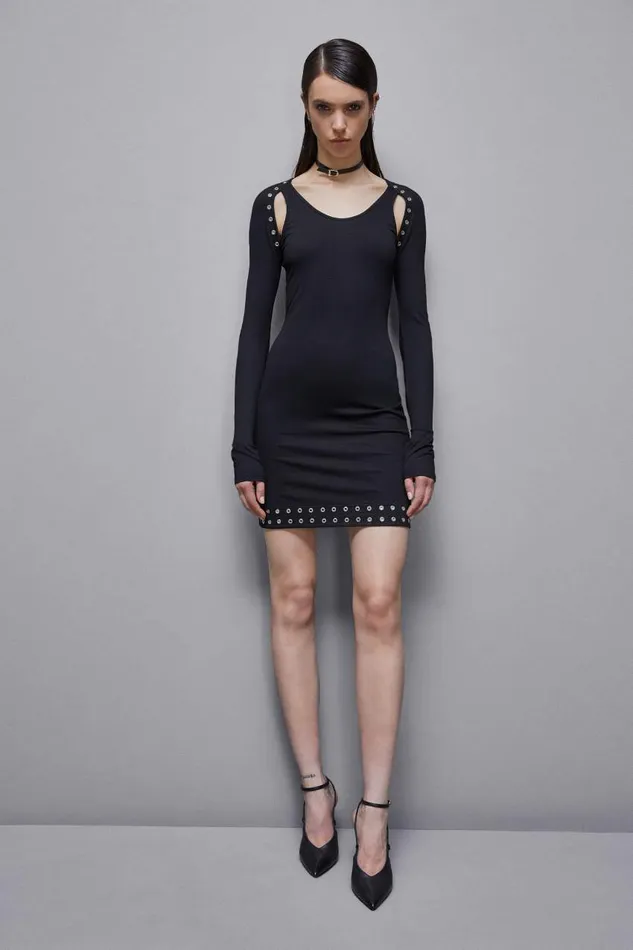 Patrizia Pepe Viscose Mini Dress Black Nero Apparel Mini