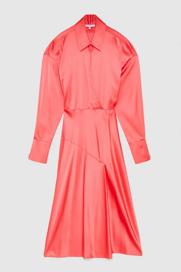 Patrizia Pepe Viscose Satin Midi Dress Pink Hybrid Rose Apparel Midi