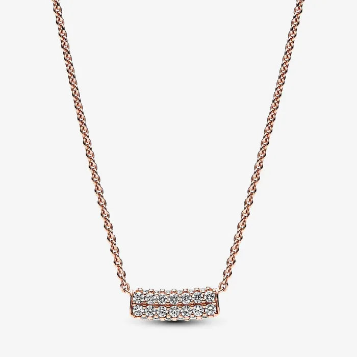 Pendant Necklaces Women Pandora Online Timeless Pav Doublerow Bar Collier Necklace