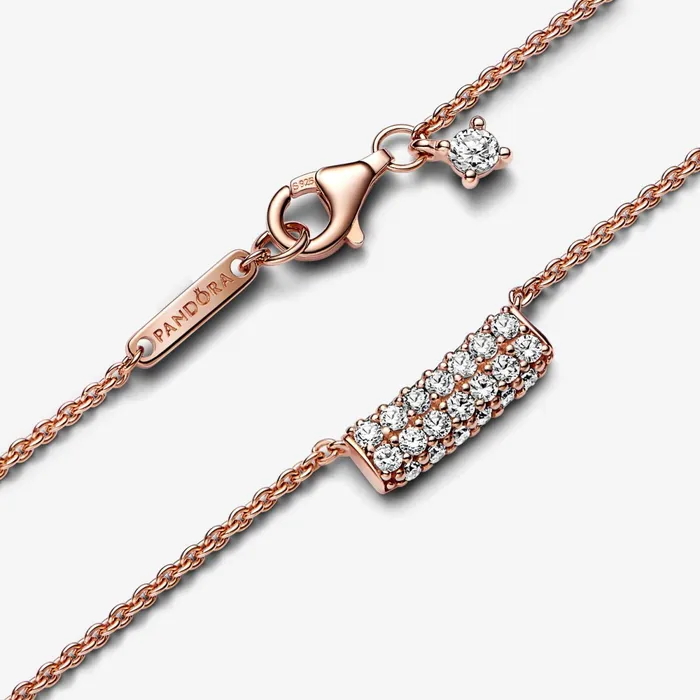 Pendant Necklaces Women Pandora Online Timeless Pav Doublerow Bar Collier Necklace
