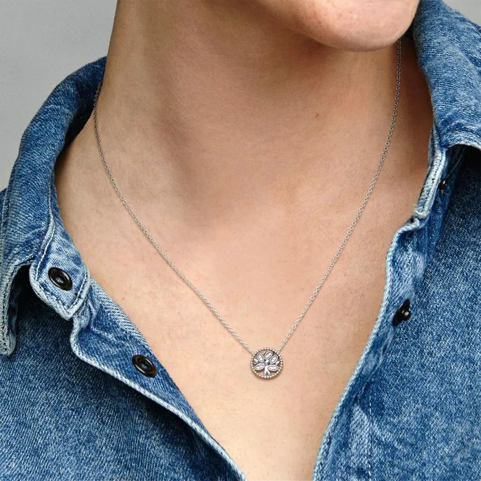 Pendant Necklaces Women Pandora Sparkling Family Tree Necklace