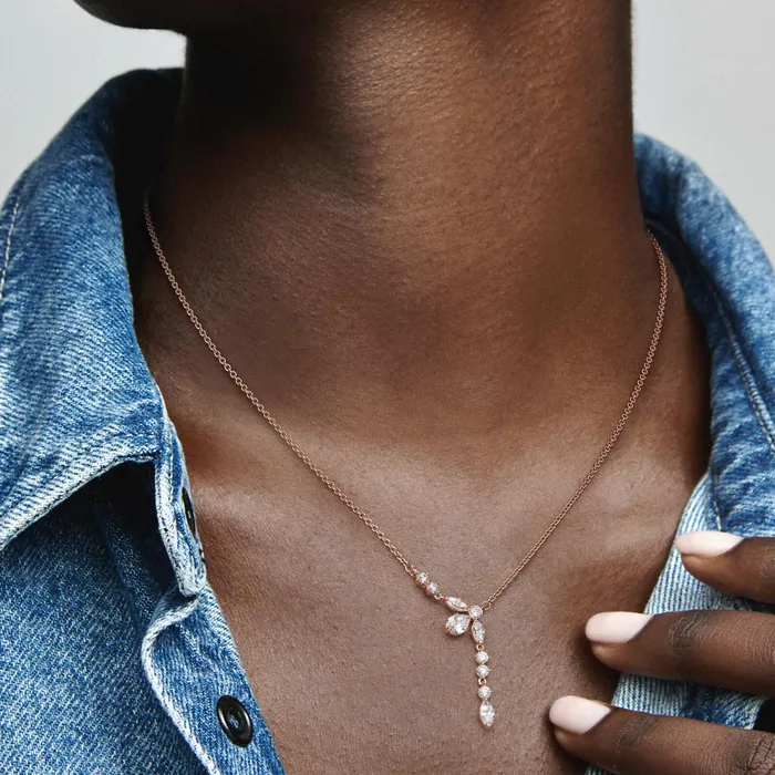Pendant Necklaces Women Pandora Sparkling Herbarium Cluster Drop Collier Necklace
