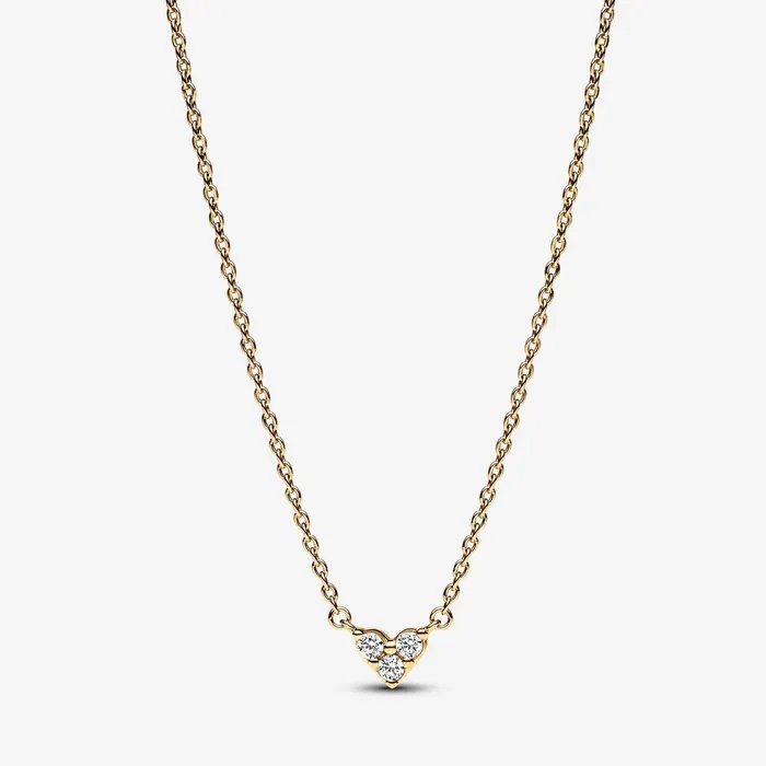 Pendant Necklaces Women Pandora Triple Stone Heart Collier Necklace Gold Plated