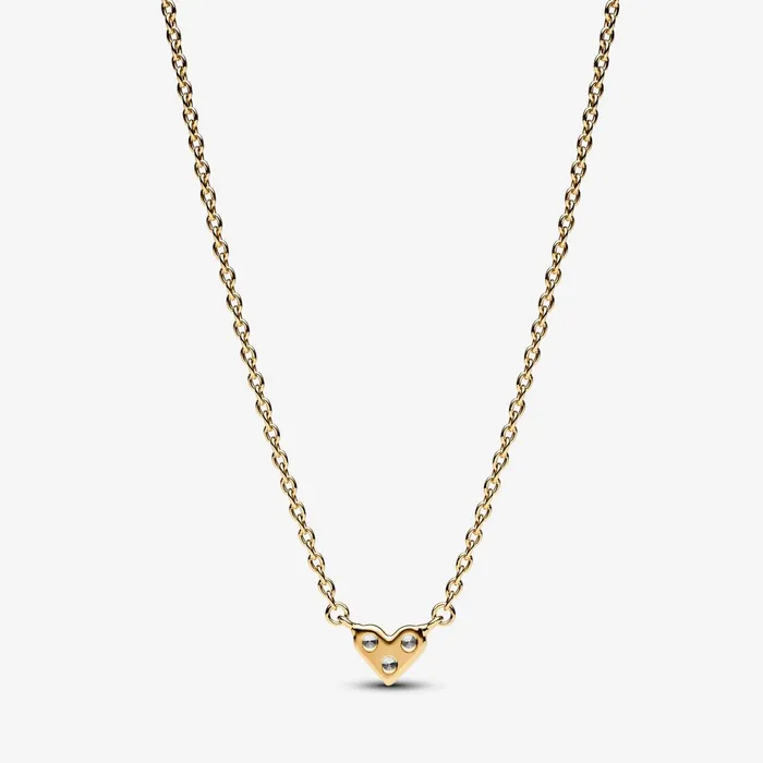 Pendant Necklaces Women Pandora Triple Stone Heart Collier Necklace Gold Plated