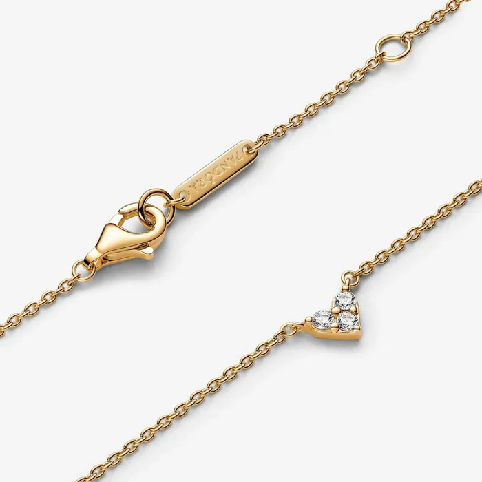Pendant Necklaces Women Pandora Triple Stone Heart Collier Necklace Gold Plated