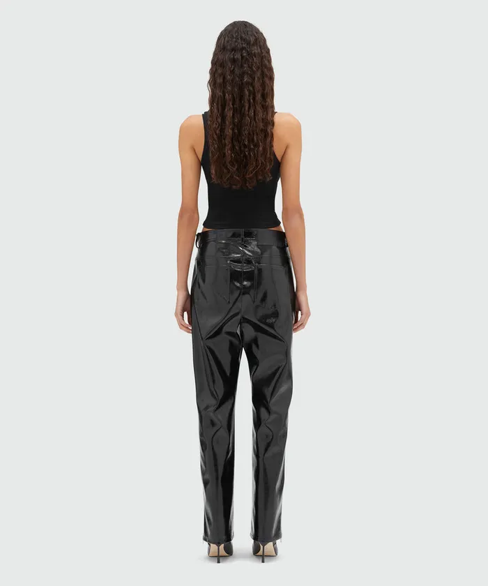 Petent Leather Pants With Bottom Zipper Women MSGM Pants And Shorts