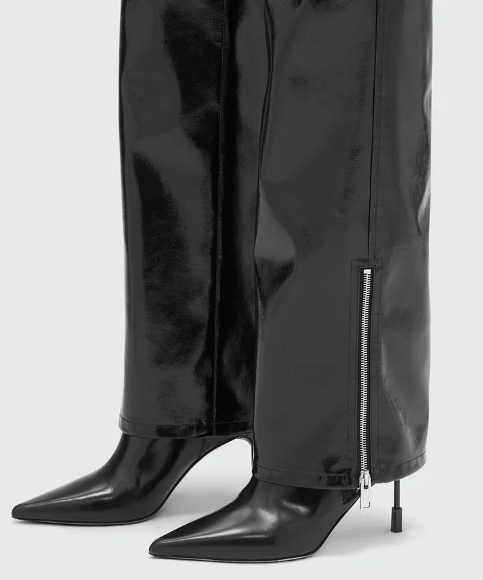 Petent Leather Pants With Bottom Zipper Women MSGM Pants And Shorts