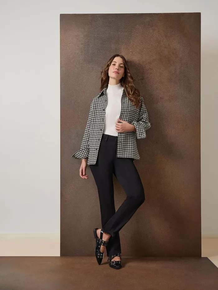 Petite Houndstooth ButtonFront Shacket Women Jones New York Petite Blazers