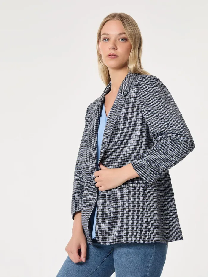 Petite Notch Collar Open Front Houndstooth Jacket Women Jones New York Petite Blazers Petite Notch Collar Open Front Houndstooth Jacket Women Jones New York Petite Blazers