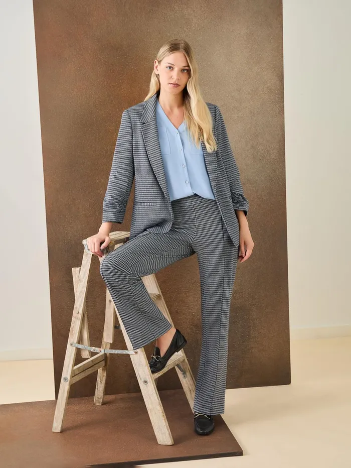 Petite Notch Collar Open Front Houndstooth Jacket Women Jones New York Petite Blazers Petite Notch Collar Open Front Houndstooth Jacket Women Jones New York Petite Blazers