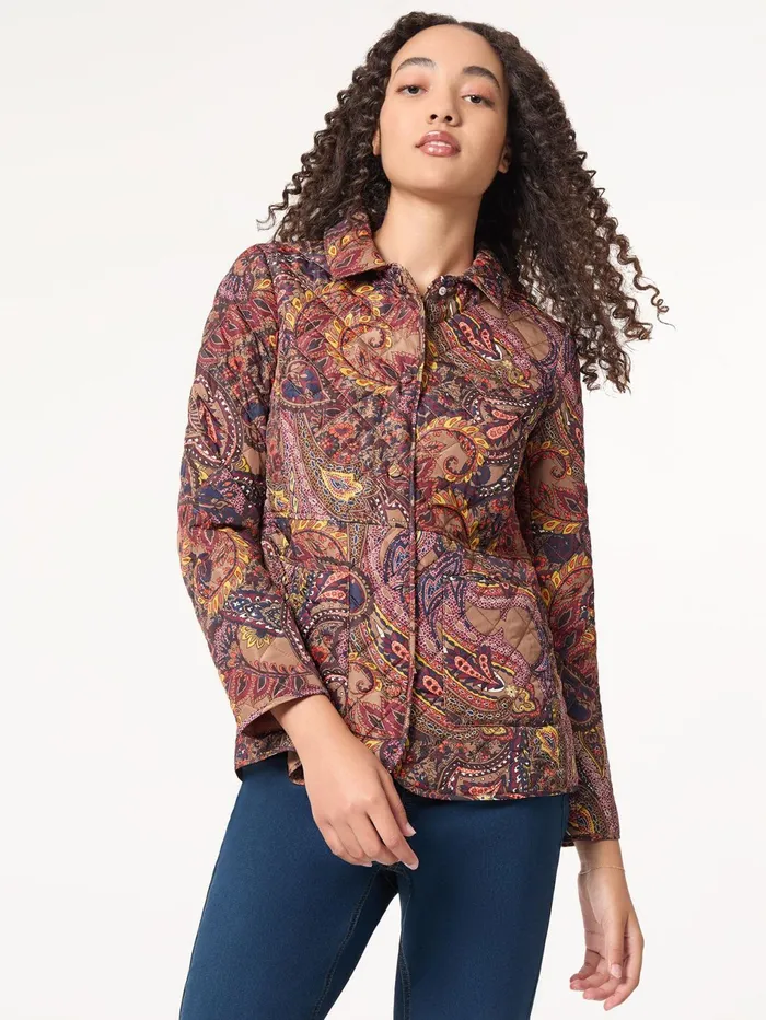 Petite Printed Quilted Jacket Women Jones New York Petite Outerwear