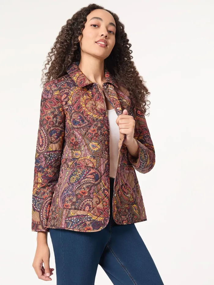 Petite Printed Quilted Jacket Women Jones New York Petite Outerwear Petite Printed Quilted Jacket Women Jones New York Petite Outerwear