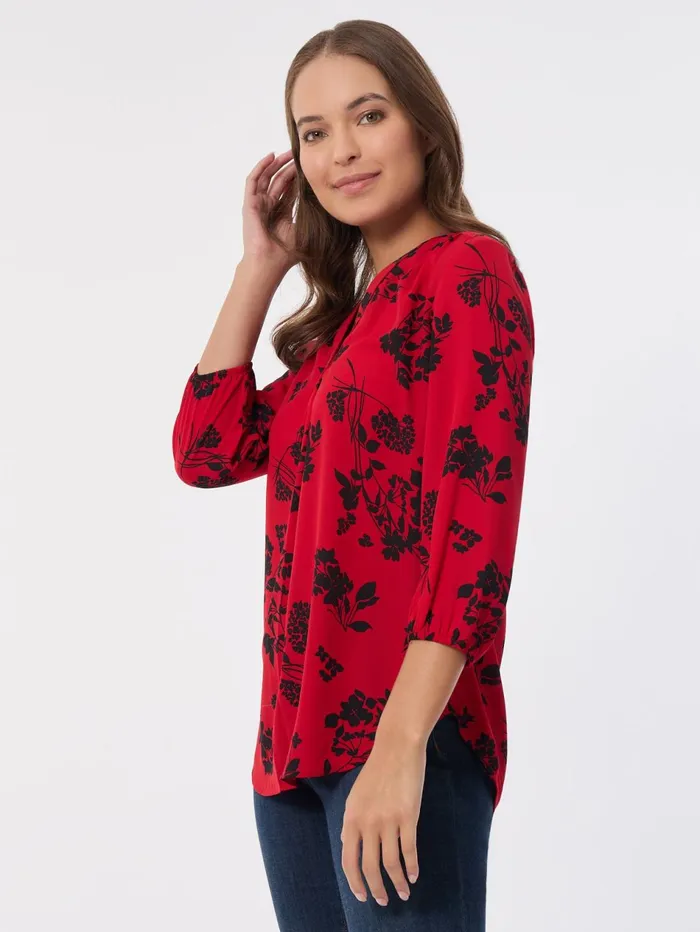 Plus Printed VNeck Pleated Kelly Blouse Women Jones New York Plus Tops Plus Printed VNeck Pleated Kelly Blouse Women Jones New York Plus Tops