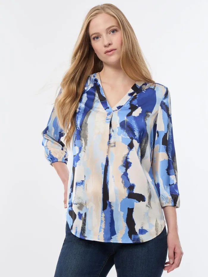 Plus VNeck Pleated Kelly Blouse Crepe De Chine Women Jones New York Plus Tops