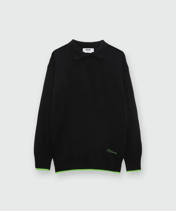 PoloNeck Jumper In Virgin Wool Men MSGM Knitwear