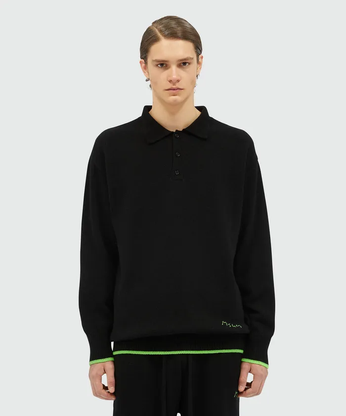 PoloNeck Jumper In Virgin Wool Men MSGM Knitwear