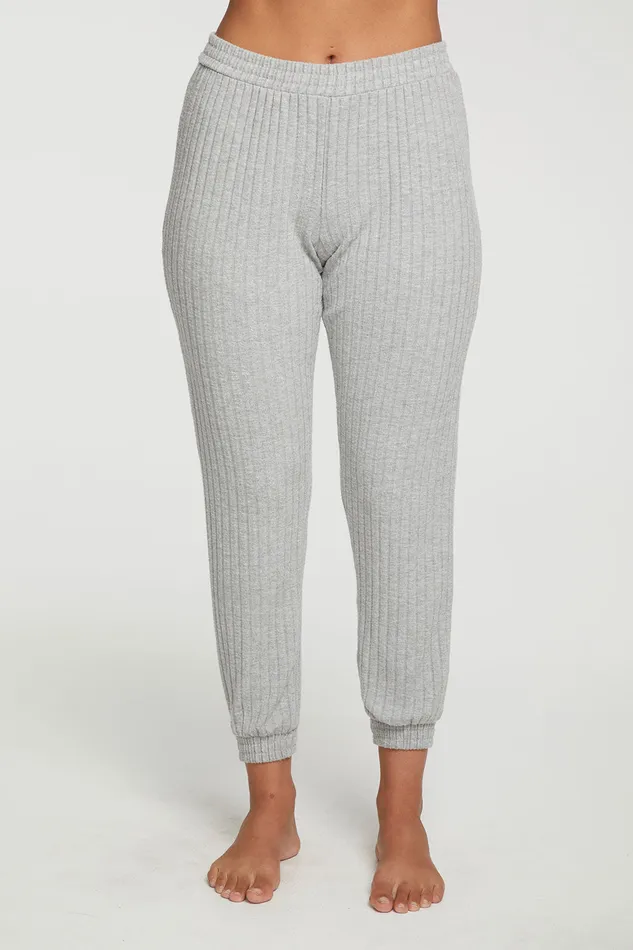 Poor Boy Rib Slouchy Jogger With Shirring Womens Bottoms Chaser Brand