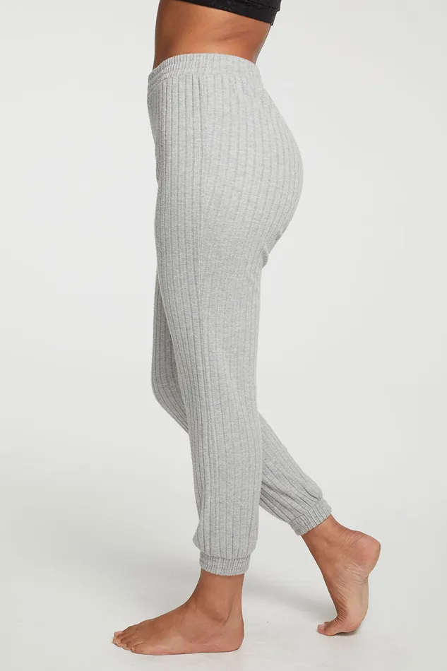 Poor Boy Rib Slouchy Jogger With Shirring Womens Bottoms Chaser Brand