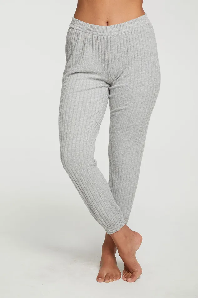 Poor Boy Rib Slouchy Jogger With Shirring Womens Bottoms Chaser Brand