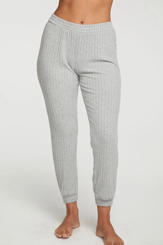 Poor Boy Rib Slouchy Jogger With Shirring Womens Bottoms Chaser Brand