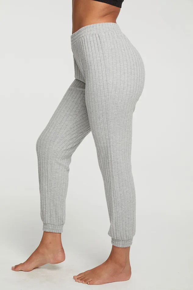 Poor Boy Rib Slouchy Jogger With Shirring Womens Bottoms Chaser Brand