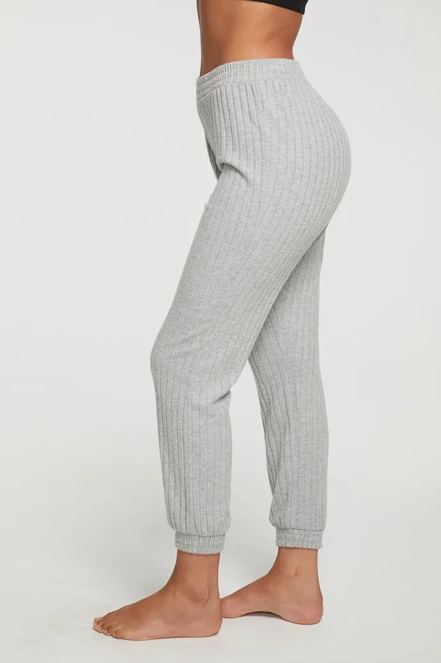 Poor Boy Rib Slouchy Jogger With Shirring Womens Bottoms Chaser Brand