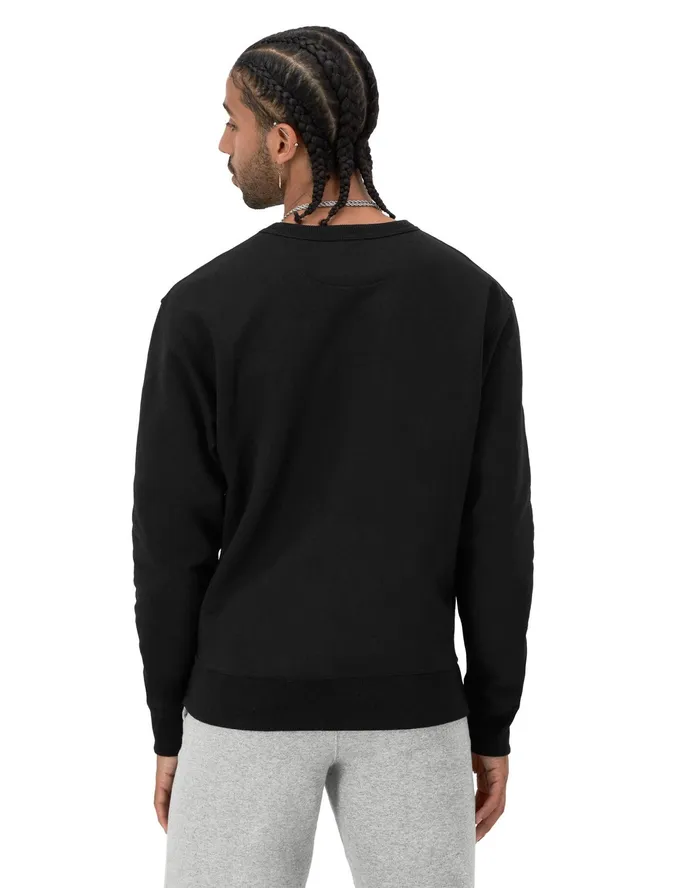 Powerblend Crewneck Script Logo Black Men Champion Hoodies and Sweatshirts