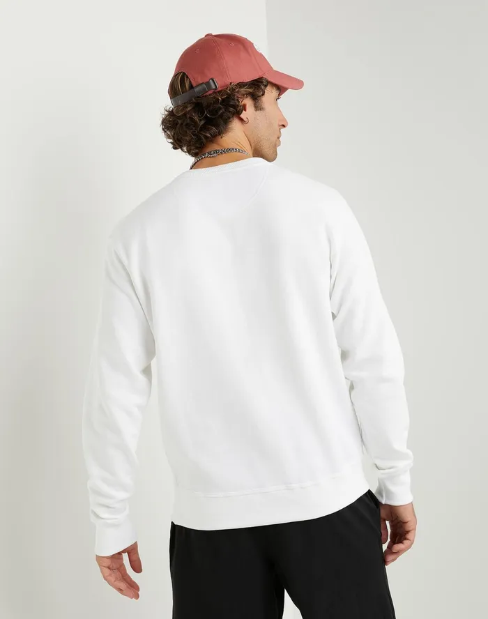 Powerblend Fleece Crew C Logo White Men Champion Hoodies and Sweatshirts