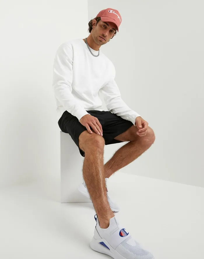 Powerblend Fleece Crew C Logo White Men Champion Hoodies and Sweatshirts