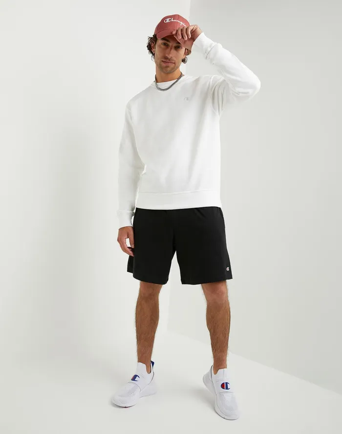 Powerblend Fleece Crew C Logo White Men Champion Hoodies and Sweatshirts