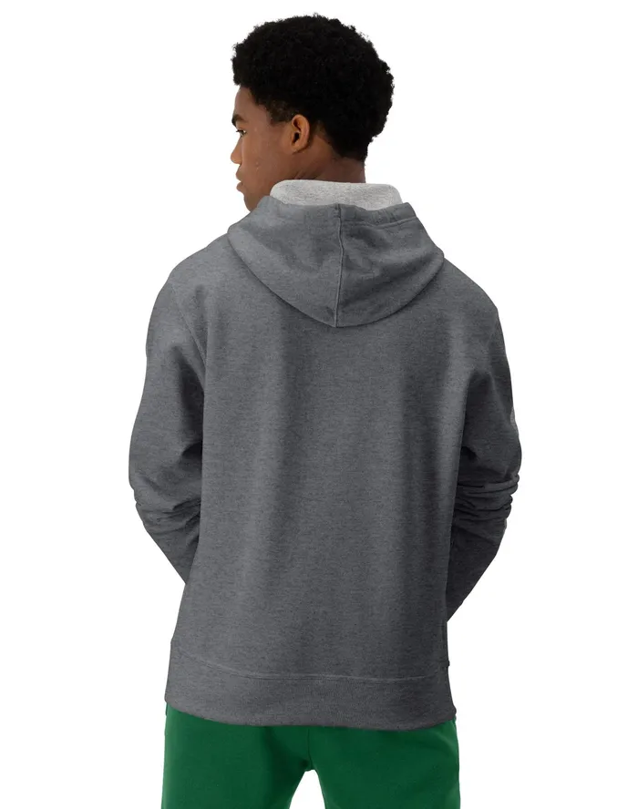 Powerblend Hoodie Classic Script Logo Granite Heather Men Champion Hoodies and Sweatshirts