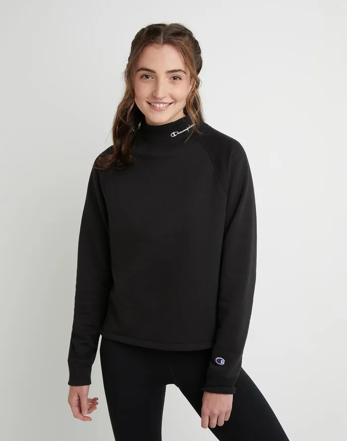 Powerblend Mock Neck Sweatshirt Script Logo Black Women Champion Hoodies and Sweatshirts Powerblend Mock Neck Sweatshirt Script Logo Black Women Champion Hoodies and Sweatshirts