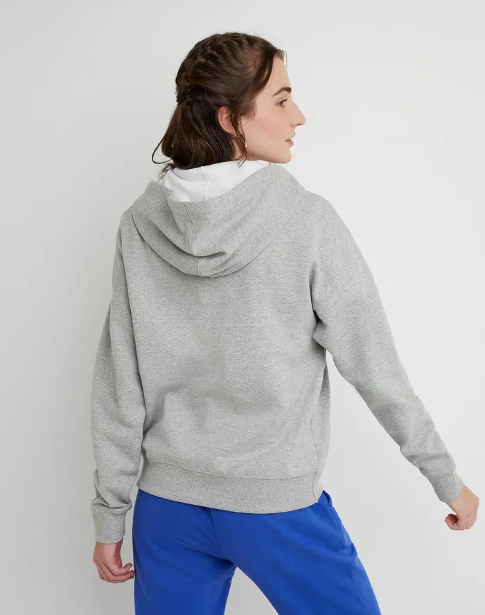 Powerblend ZipUp Hoodie Script Logo Oxford Grey Women Champion Jackets