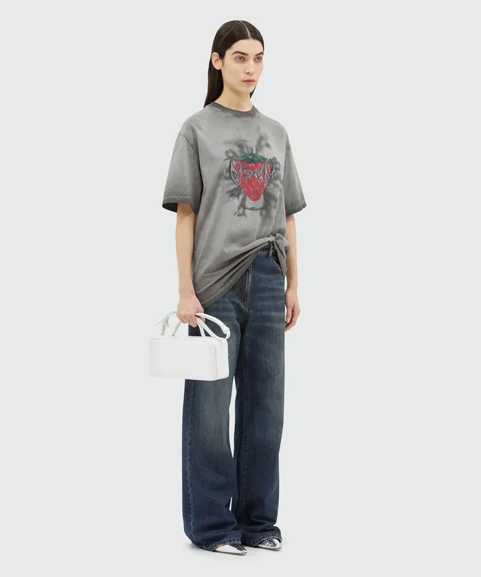 PreWashed Jeresy TShirt With 034Tough Strawberries034 Print Women MSGM Tshirts